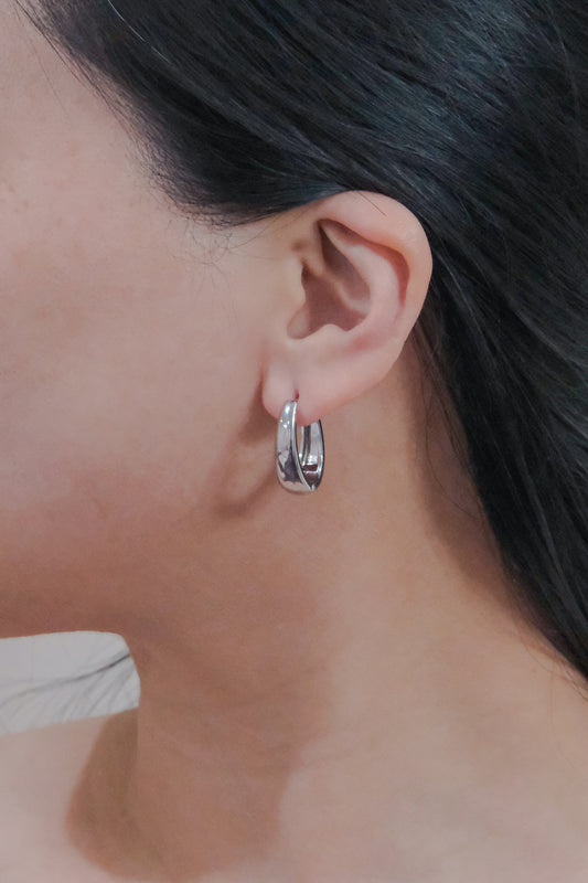 Oblong Hoop Earrings | Silver