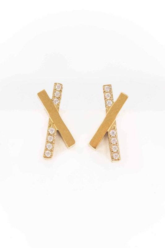 Crossroads Stud Earrings | Gold