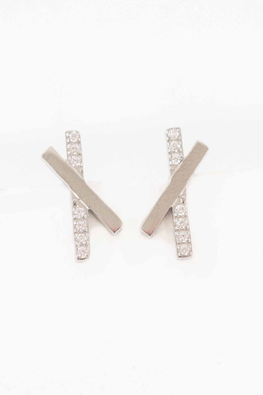 Crossroads Stud Earrings | Silver