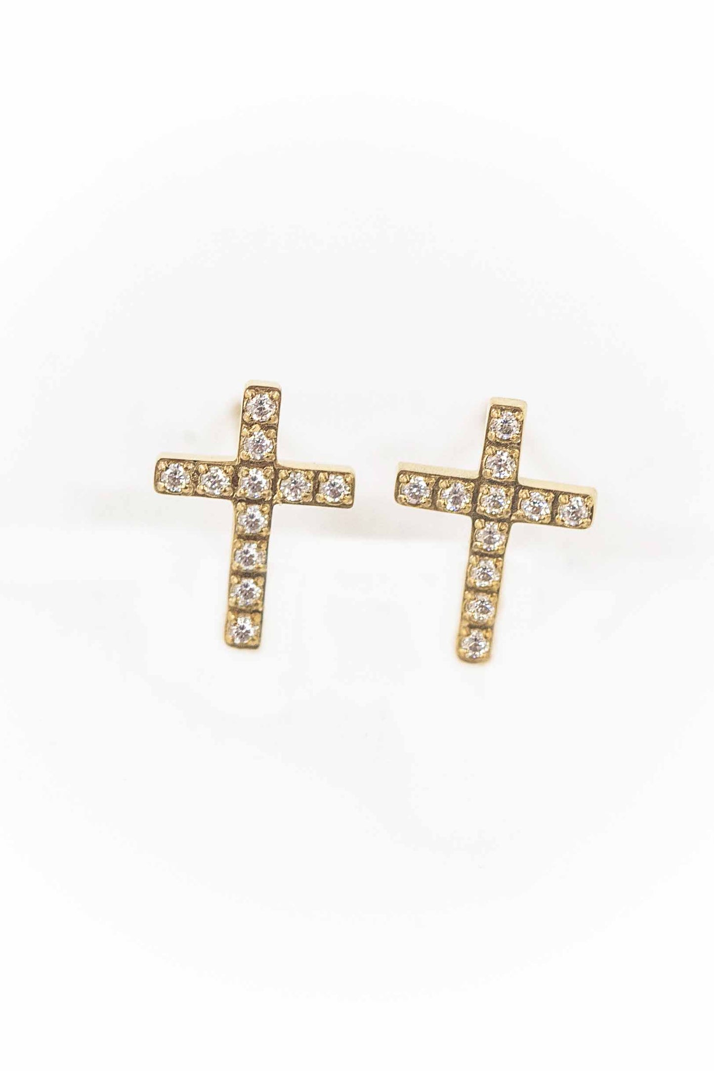Cross Stud Earrings | Gold