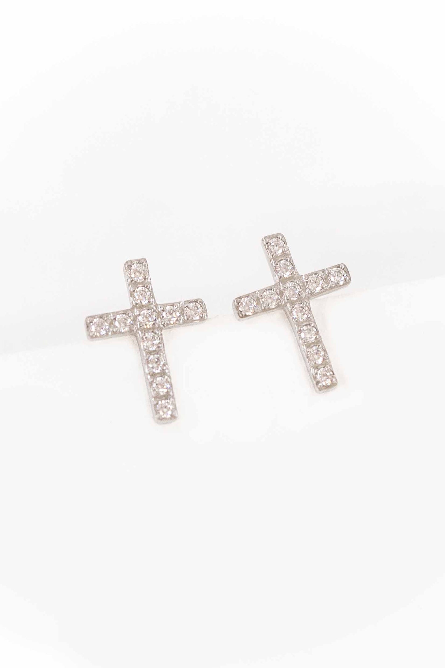 Cross Stud Earrings | Silver