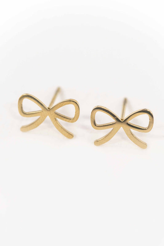 Cute Bow Stud Earrings | Gold