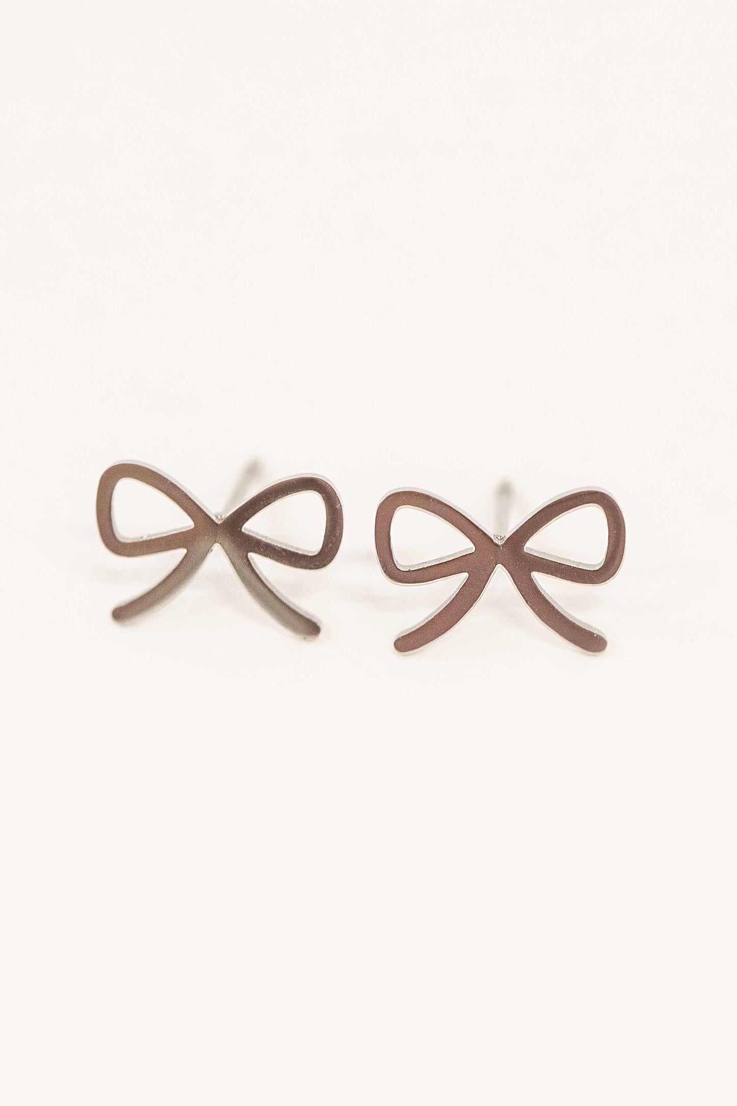 Cute Bow Stud Earrings | Silver