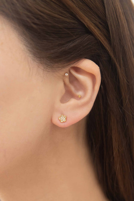 Cute Flower Stud Earrings | Gold