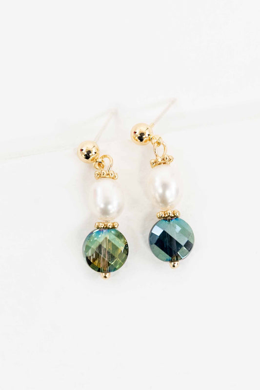 Zaina Pearl Earrings | Teal