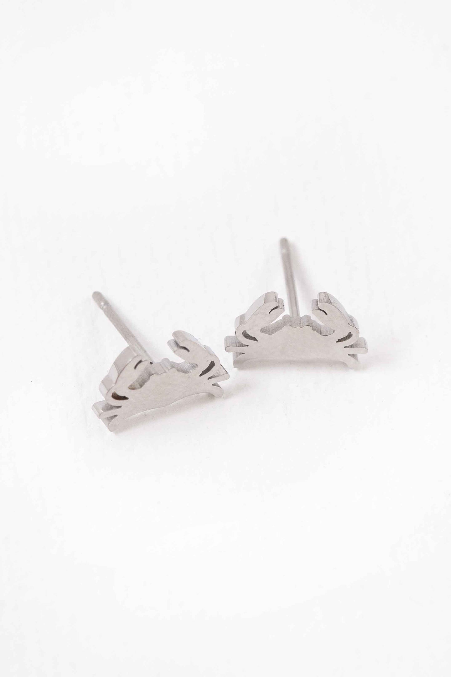 Crab Charm Earrings | Silver