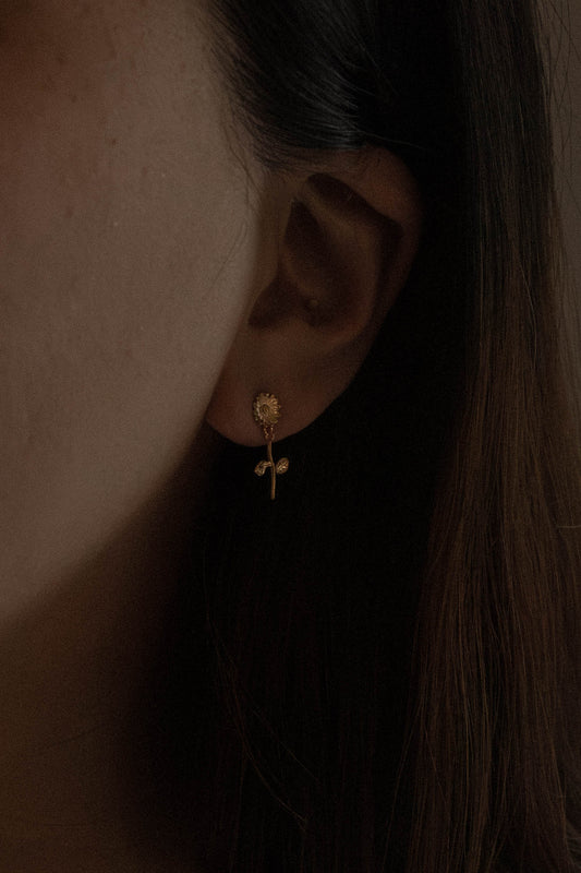 Sunflower Dangle Earrings | Gold