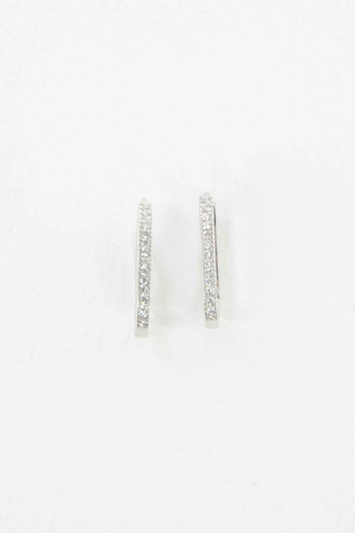 Oval Stone Hoop Earrings | Silver
