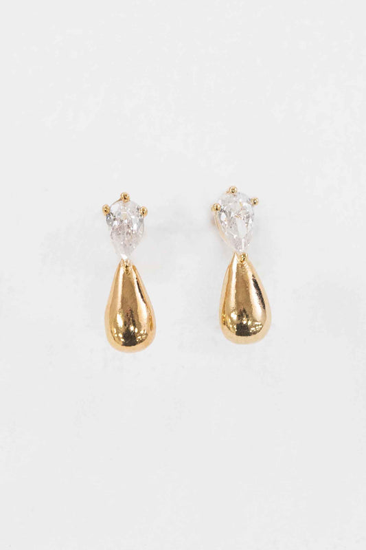 Droplet Stone Earrings | Gold