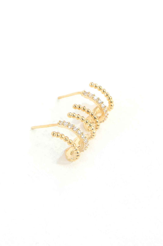 Triple Threat Huggie Hoop Earrings | Gold