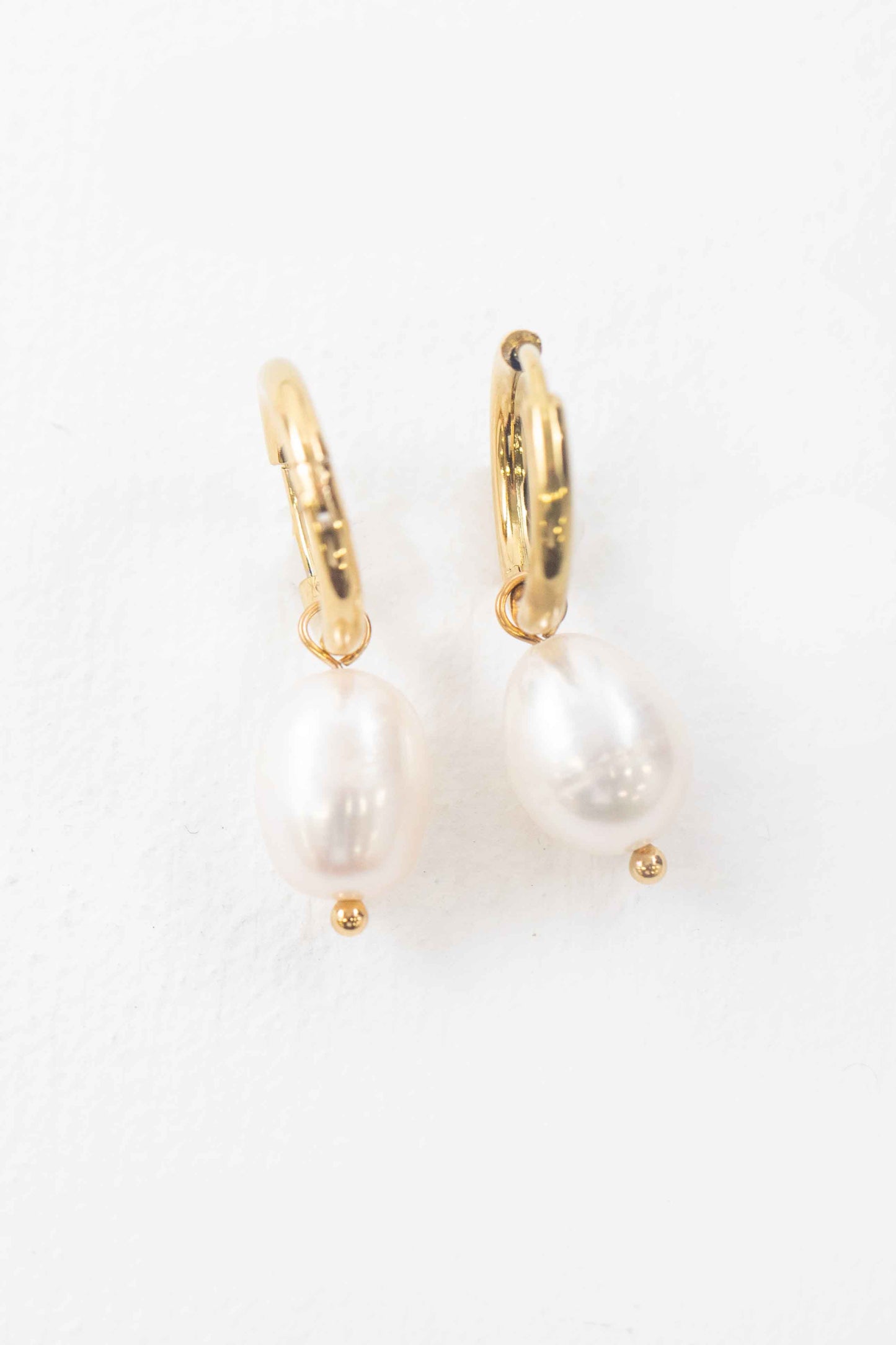 Pearl Charm Huggie Hoop Earrings