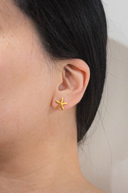 Amelanchier Flower Stud Earrings | Gold