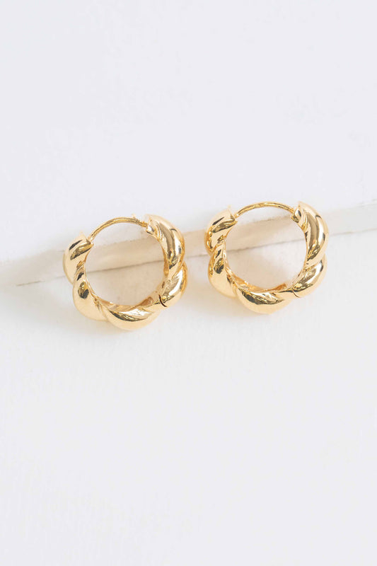 Twist Huggie Hoop Earrings | Gold