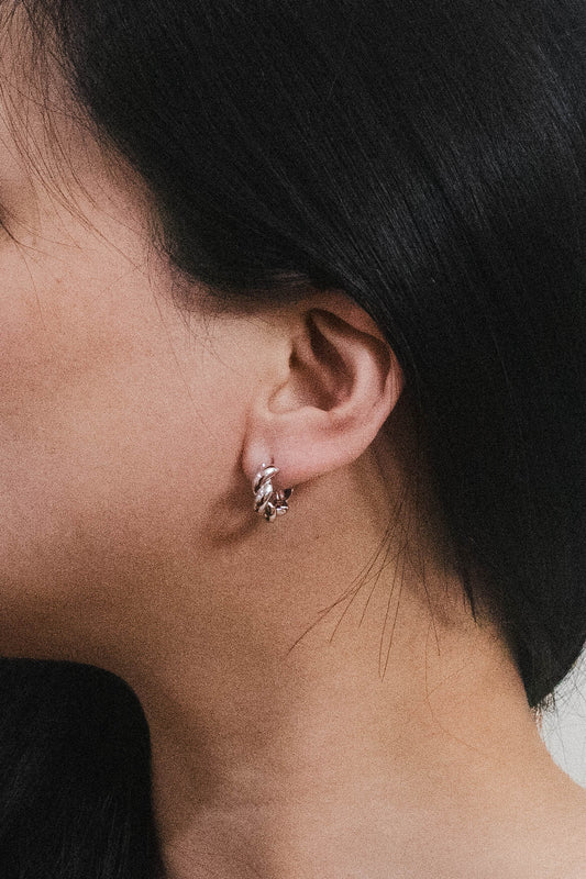 Twist Huggie Hoop Earrings | Silver