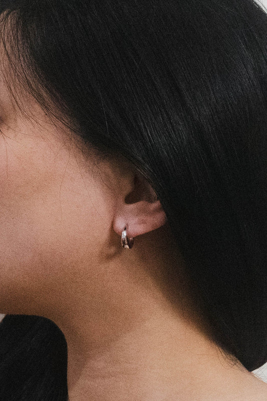 Elegance Huggie Hoop Earrings | Silver