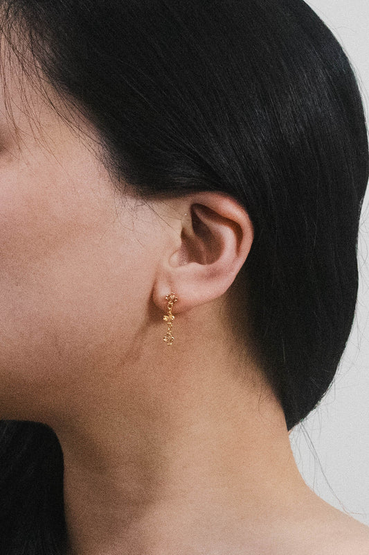Flower Trio Drop Earrings | Gold