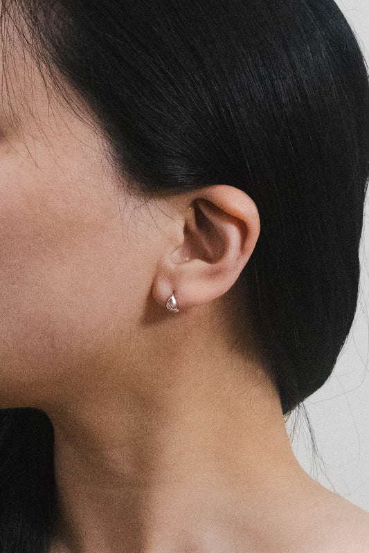 Gem Mini Huggie Hoop Earrings | Silver