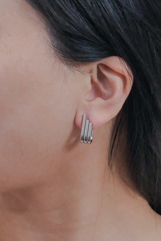 Pipes Stud Earrings | Silver