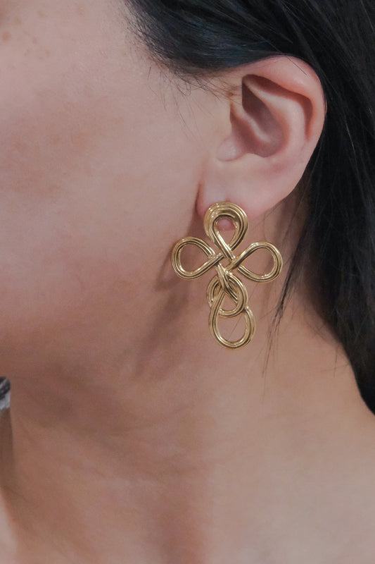 Intertwined Cross Earrings | Gold