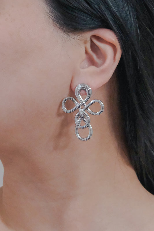 Intertwined Cross Earrings | Silver