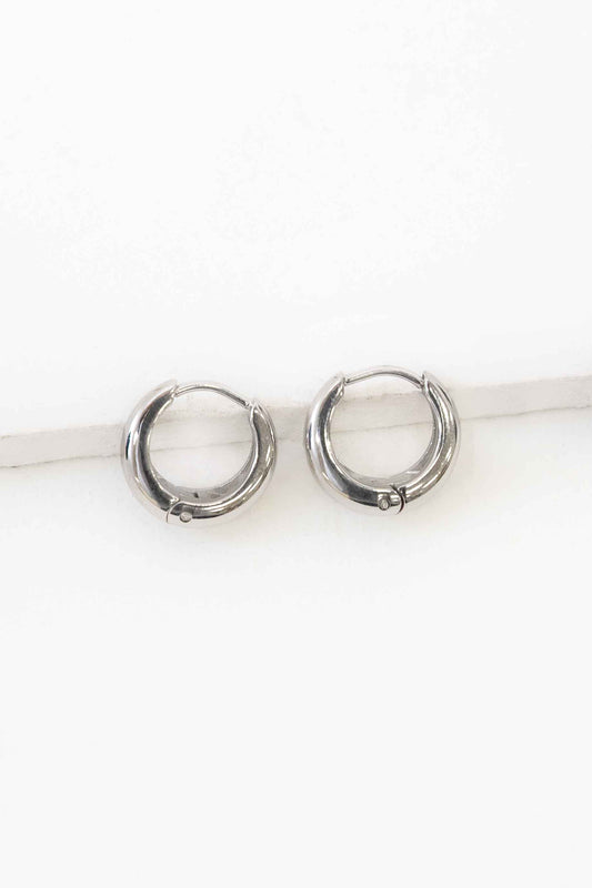 Minimal 14mm Hoop Earrings | Silver