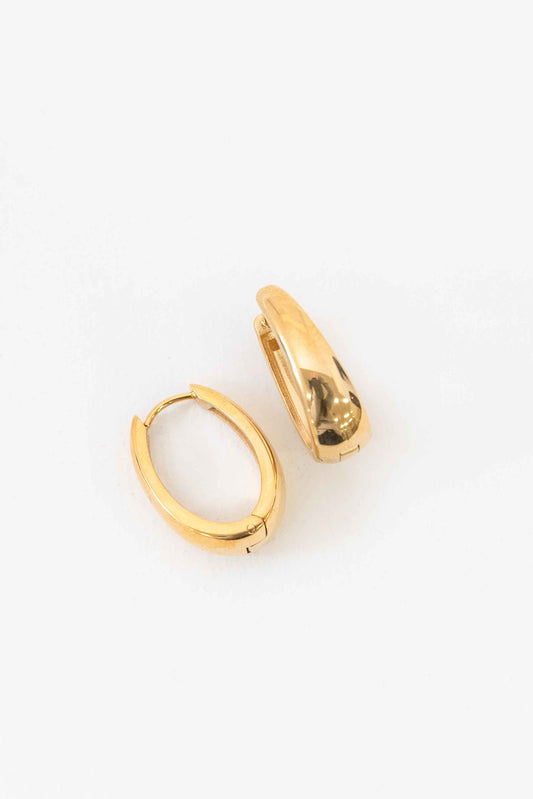 Oblong Hoop Earrings | Gold