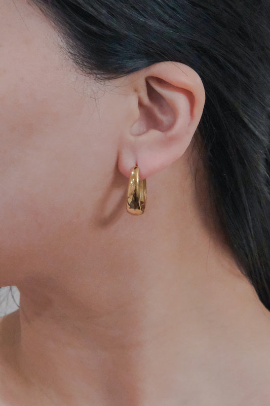 Oblong Hoop Earrings | Gold