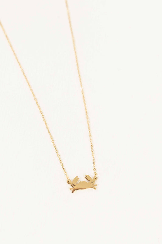 Crab Charm Necklace | Gold