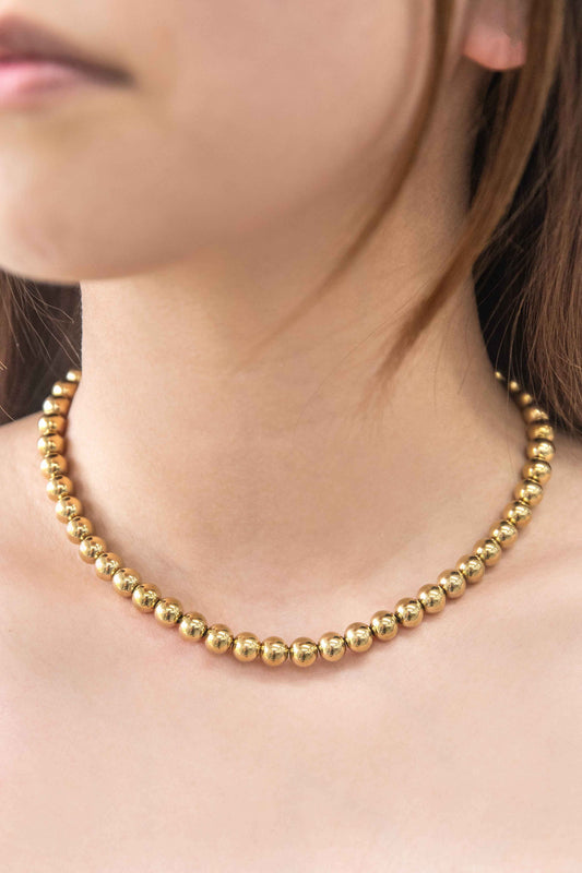 Macro Beaded Necklace | Gold