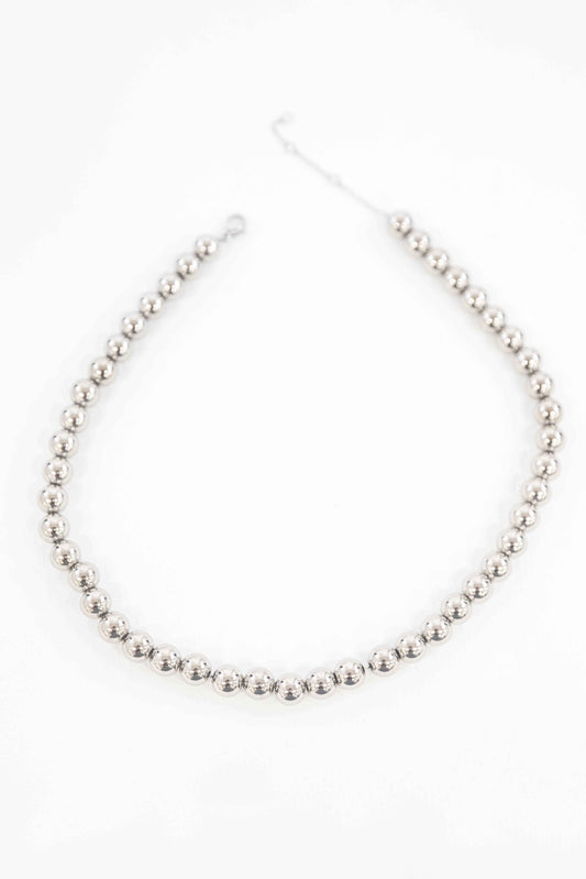 Macro Beaded Necklace | Silver