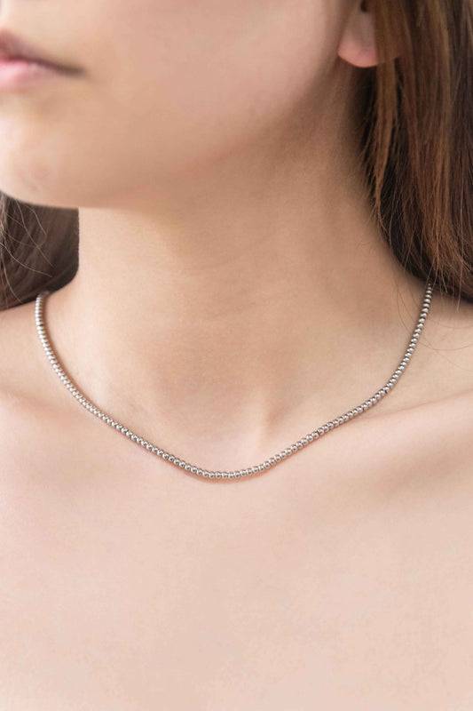 Micro Beaded Necklace | Silver