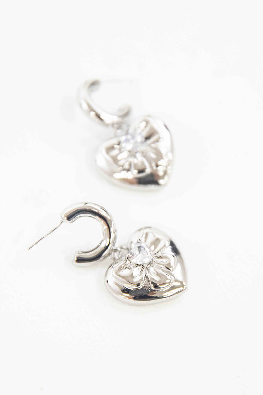 Puffed Heart Hoop Earrings