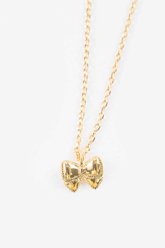 Teeny Bow Charm Necklace | Gold
