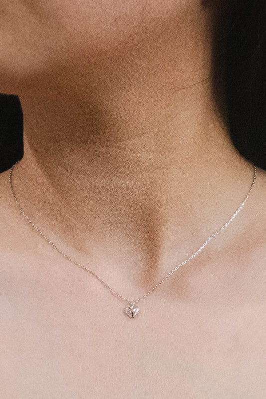 Teeny Heart Charm Necklace | Silver
