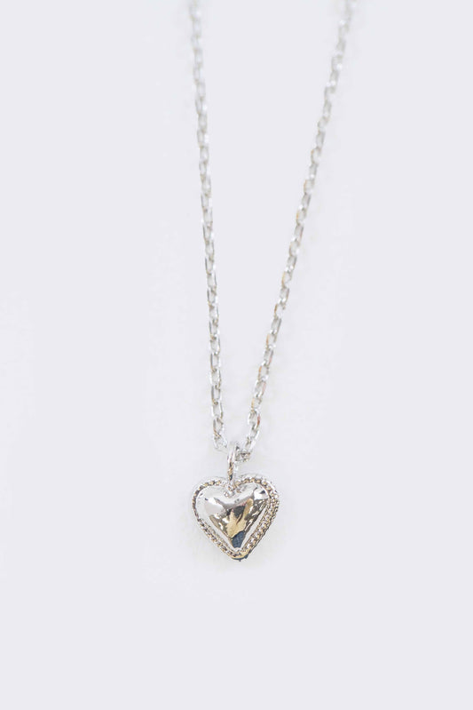 Teeny Heart Charm Necklace | Silver