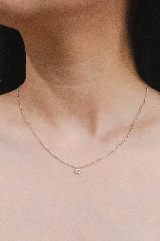 Open Circle Charm Necklace | Silver