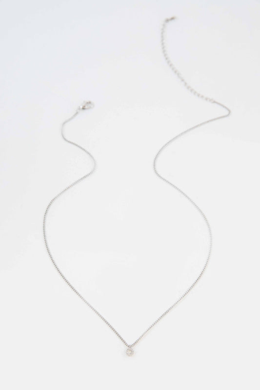 Open Circle Charm Necklace | Silver
