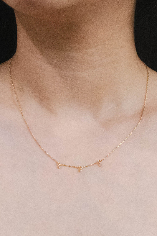 Mini Three Charm Necklace | Gold