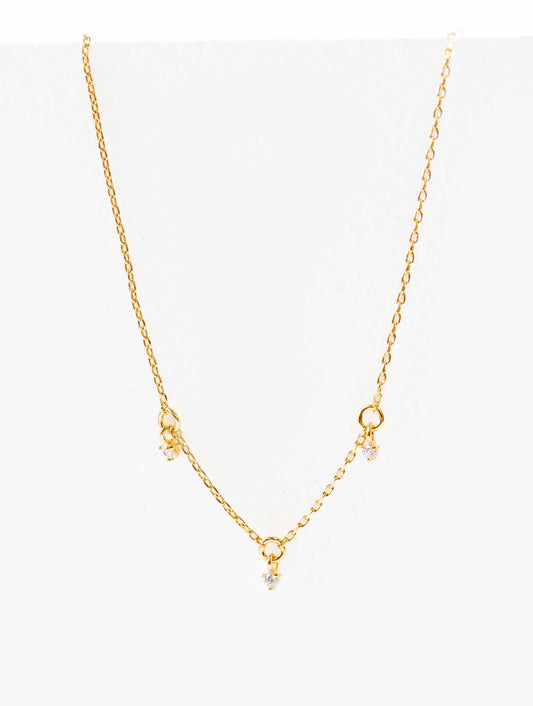 Mini Three Charm Necklace | Gold