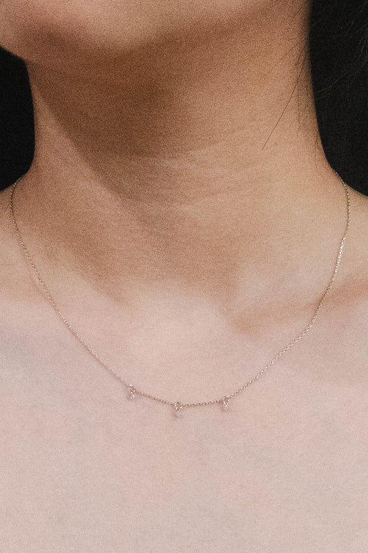 Mini Three Charm Necklace | Silver