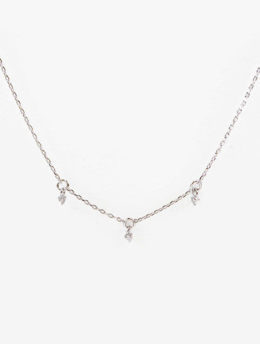 Mini Three Charm Necklace | Silver