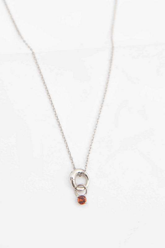 January Birthstone Charm Necklace | Silver