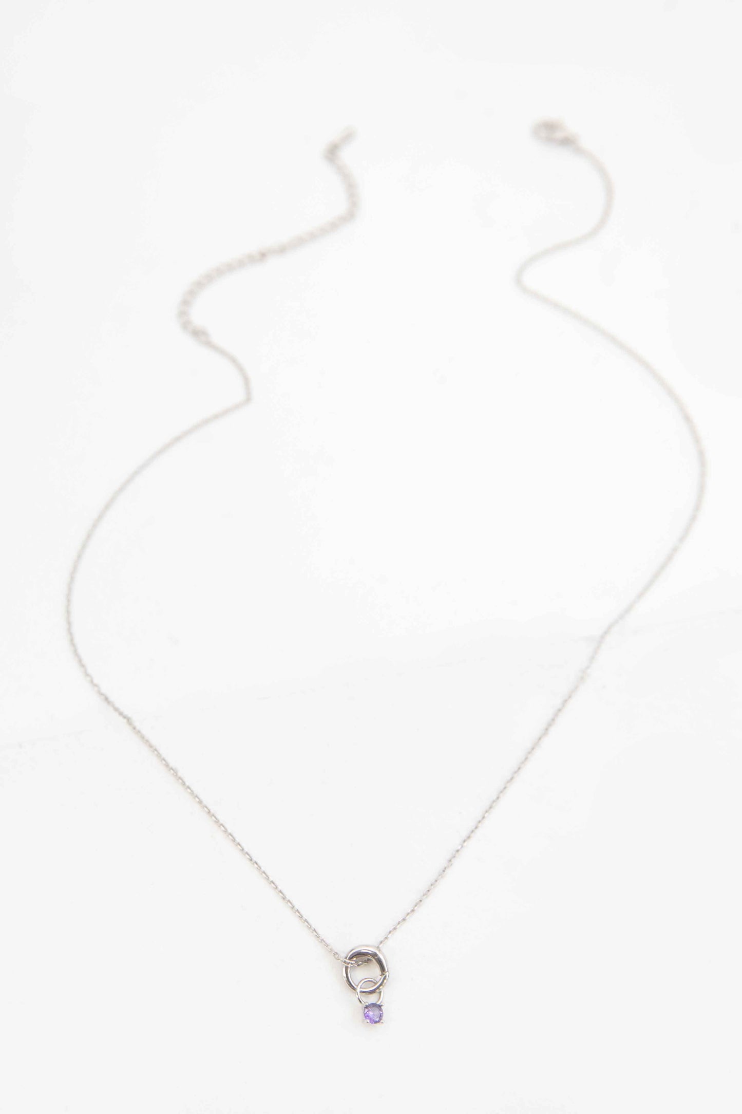 February Birthstone Charm Necklace | Silver