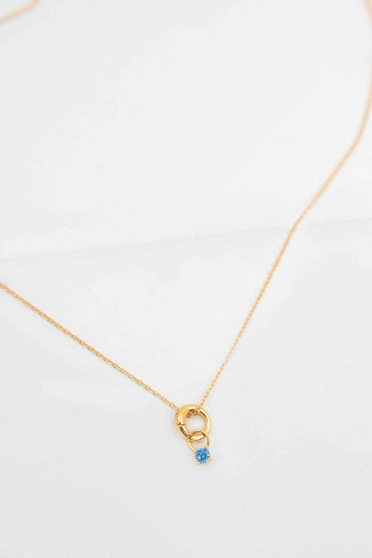 March Birthstone Charm Necklace | Gold