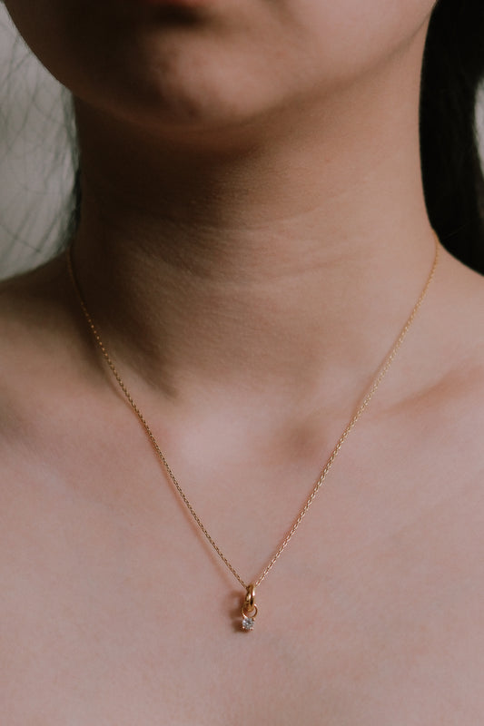 April Birthstone Charm Necklace | Gold