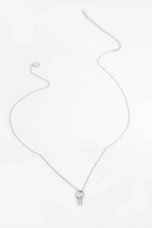 April Birthstone Charm Necklace | Silver