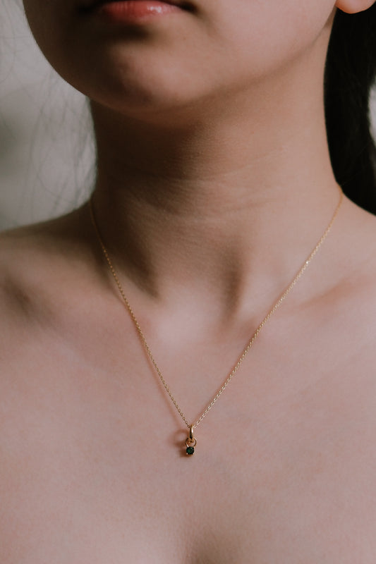 May Birthstone Charm Necklace | Gold