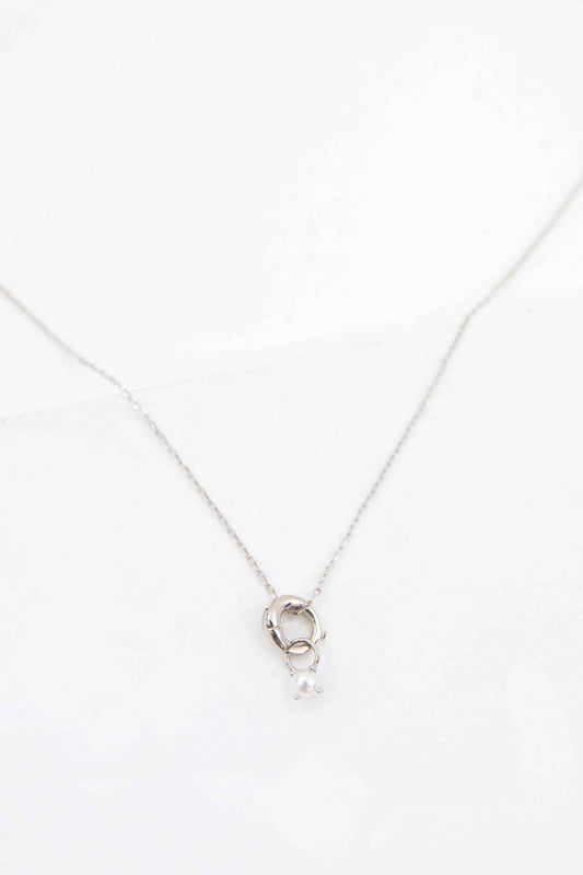 June Birthstone Charm Necklace | Silver