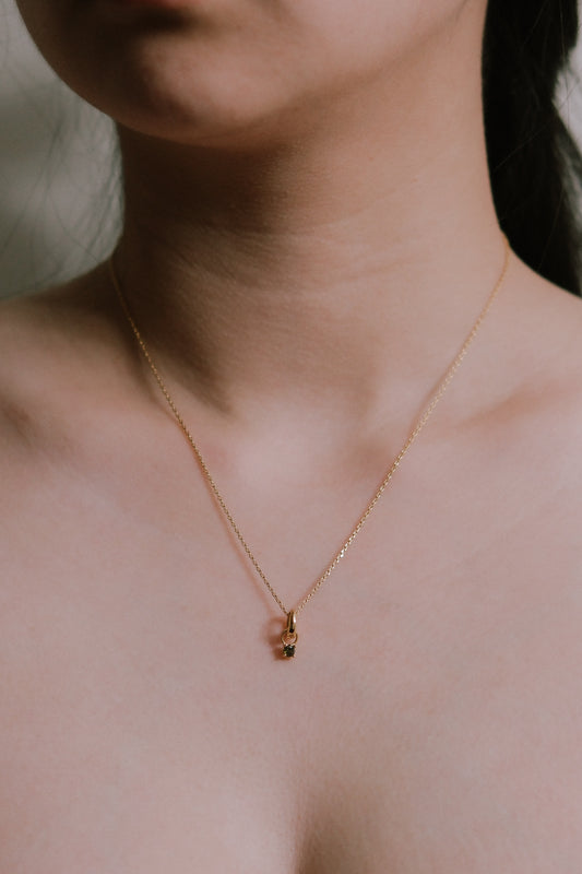 August Birthstone Charm Necklace | Gold