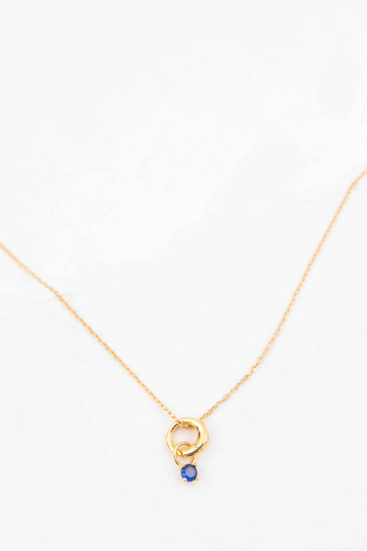 September Birthstone Charm Necklace | Gold